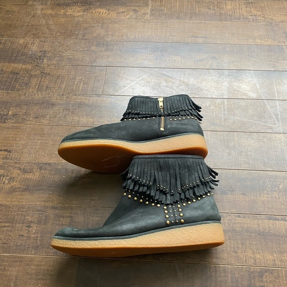 UGG Ariane Black Studded Nubuck Fringe wedge boots - Picture 7 of 15